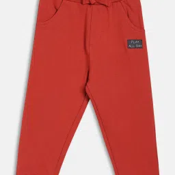 Miniklub Boys Red Cotton Joggers image 1