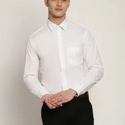 Cantabil White Cotton Regular Fit Texture Shirt image 1