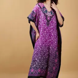 The Kaftan Company Purple Printed Kaftan image 1