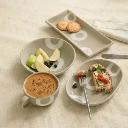Ellementry Geo Grey & White Ceramic Breakfast Set-image-40
