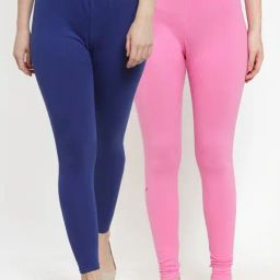 Gracit Blue & Pink Mid Rise Leggings - Pack Of 2-picture-18