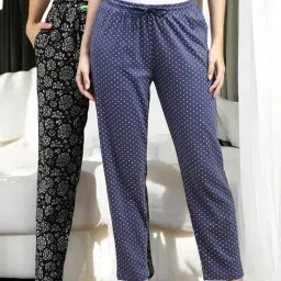 Kryptic Grey & Black Cotton Relaxed Fit Printed Lounge Pant - Pack of 2 image 1