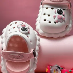 Asian Kids White Back Strap Clogs image 1