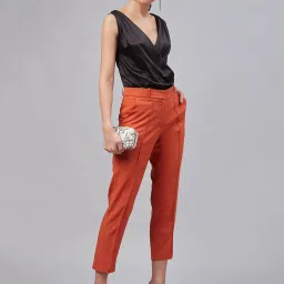 Marie Claire Red Mid Rise Regular Fit Trousers image 3