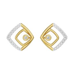 EMORI 18k (750) Yellow Gold Glimmering Maze Diamond Earrings for Women-picture-46