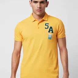 Spykar Yellow Slim Fit Polo T-Shirt image 1