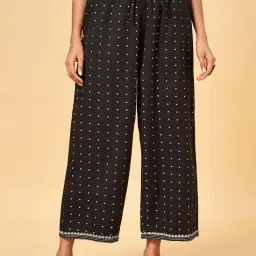 Rangmanch by Pantaloons Black Iris Cotton Printed Flared Pants image 1