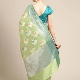 Banarasi Silk Works Pistachio Woven Saree with Blouse image 2