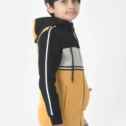 Crimsoune Club Kids Mustard & Black Color Block Full Sleeves Sweatshirt image 4