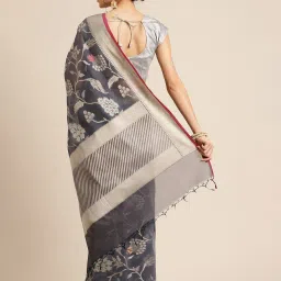 Banarasi Silk Works Grey Woven Saree with Blouse image 2