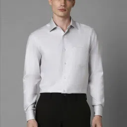 Louis Philippe Grey Cotton Regular Fit Texture Shirt image 1