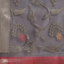 Banarasi Silk Works Grey Woven Saree with Blouse image 5