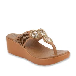 MediFeet Women's Beige Thong Wedges image 1
