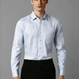 Louis Philippe Blue Cotton Slim Fit Checks Shirt image 1
