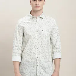 Turtle Grey Cotton Slim Fit Printed Shirt image 1