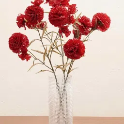 Pure Home and Living Red Plastic Carnation Faux Flower Stem image 1