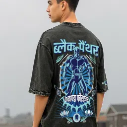 Bewakoof Official Marvel Merchandise Black Oversized Graphic T-Shirt image 1