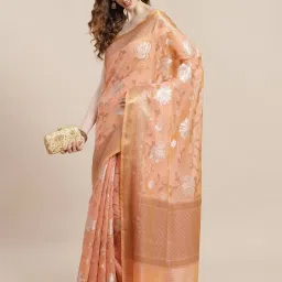 Banarasi Silk Works Beige Woven Saree with Blouse image 1