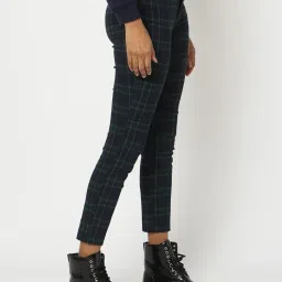 GAP Black Blended Checked Pants image 1