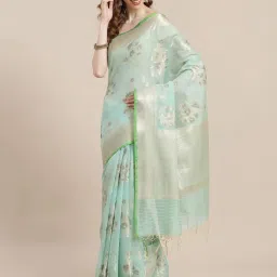 Banarasi Silk Works SeaGreen Woven Saree with Blouse image 1