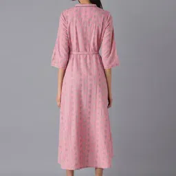 Aurelia Pink Cotton Printed A-Line Dress image 2
