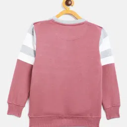 Duke Kids Grey Melange & Pink Color Block Full Sleeves Sweatshirt image 2