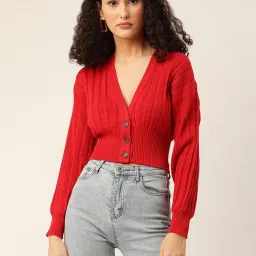 Zoella Red Self Design Cardigan image 1