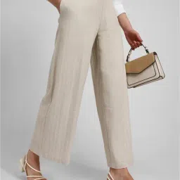 Forever 21 Beige Striped Regular Fit Mid Rise Pants-picture-14