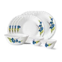 Larah by Borosil Nina Fluted White Opalware 13 Pieces Dinner Set image 1