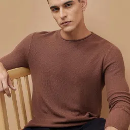 Code By Lifestyle Brown Cotton Regular Fit T-Shirt image 1