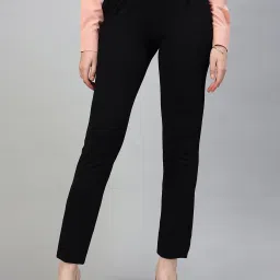 FITHUB Black Slim Fit High Rise Trousers image 1