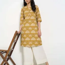 Rangmanch by Pantaloons Amber Yellow Printed Kurta image 4