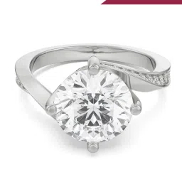 Emori 18k White Gold & Diamond 2 CT Twirl Solitaire Ring image 1