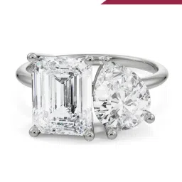 Emori 18k White Gold & Diamond Emerald and Pear Ring image 1