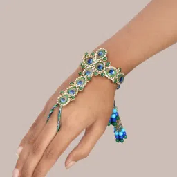 Aapno Rajasthan Peacock Designer with AD stones Haathphool Rakhi image 1