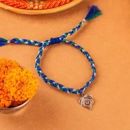 kicky & perky kicky and Perky 925 Sterling Silver Peacock Feather Lumba Rakhi image 1