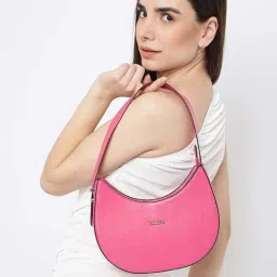 KLEIO Pink Textured Medium Hobo Handbag image 2