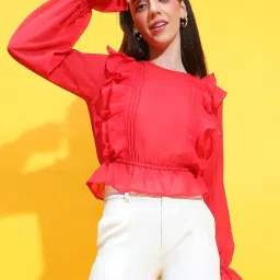 Oxolloxo Red Regular Fit Crop Top image 1