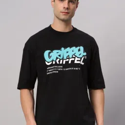 Griffel Black Cotton Loose Fit Printed T-Shirt image 1