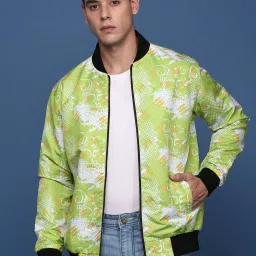 showoffff Showoff Green Nylon Slim Fit Abstract Jacket image 1