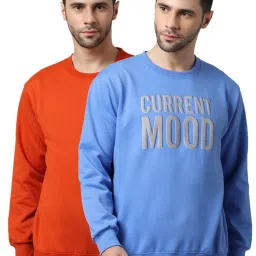 Vimal Jonney Orange & Sky Blue Regular Fit Printed Sweatshirts - Pack of 2 image 1
