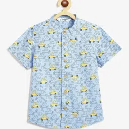 Campana Boys Blue Cotton Graphic Shirt-picture-11