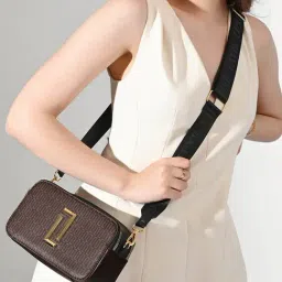 LAVIE LUXE LX MONO FENNY25 Black & Choco Printed Small Cross Body Bag image 2