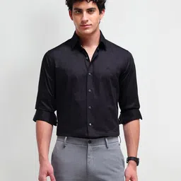 Arrow New York Men Comfort Spread Collar Solid Cotton Slim Fit Formal Shirt-picture-30