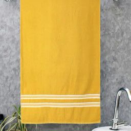 Romee Yellow Cotton Solid Bath Towels-picture-11