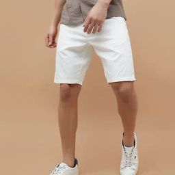 Code By Lifestyle White Cotton Linen Regular Fit Shorts-picture-9