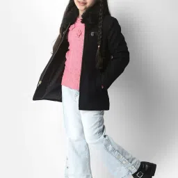 Crimsoune Club Kids Pink Embroidered Full Sleeves Sweater image 5