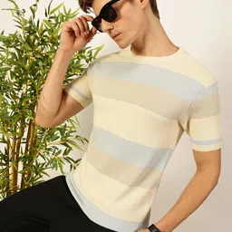 Thomas Scott Men Knit Striped Round Neck T-shirt-image-0
