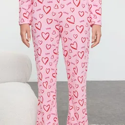 Trendyol Women Conversational Printed Pure Cotton Night Suit image 4