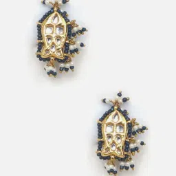 Dugran By Dugristyle Blue & Cream Drop Earrings with Kundan & Pearls-picture-26